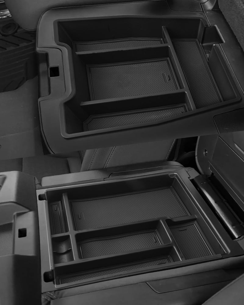 WEIPIN Silverado Sierra Center Console Organizer - Compatible with 2019-2026 Chevy Silverado/GMC Sierra 1500 - 2020-2026 Chevrolet Silverado/ Sierra 2500HD 3500HD - (Split-Bench Folding Seat) - 2 Pack Black - Image 1